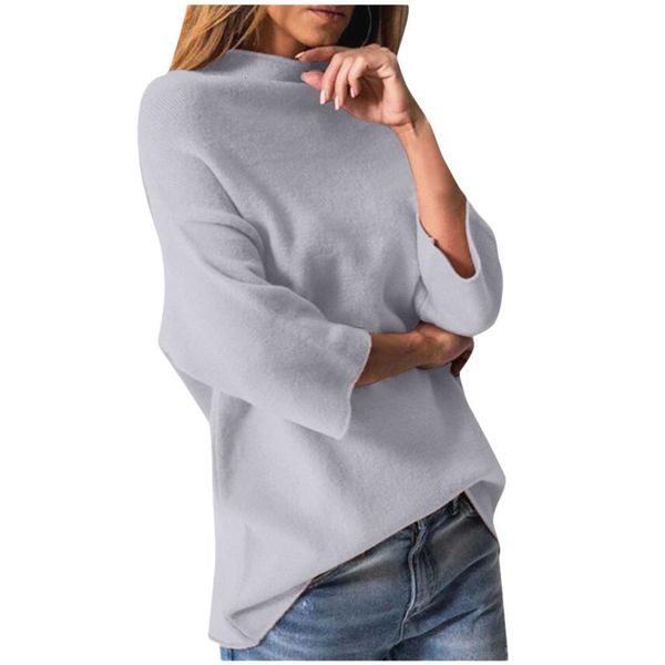 

feitong elegant plus size 5xl women shirts blouse winter scoop neck casual loose plush solid turtleneck pullover female blouses clothes, White