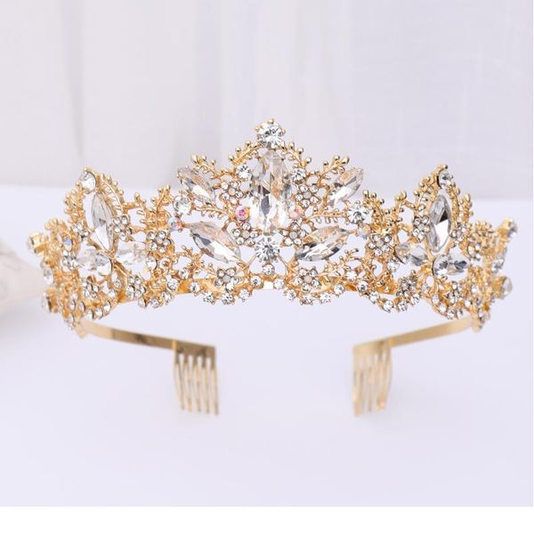 

2020 wedding crown tiara crystal diadema bridal headpiece tiaras and crowns gold bride hair jewelry wedding hair acc qyldyx