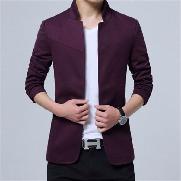 

large size 5xl new style cotton solid mandarin collar formal masculino costume homme regular single button blazer ettp, White;black