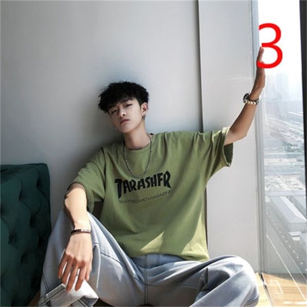 

New 2021 Solid Color Short-sleeved Summer Round Neck Bottoming Shirt Cotton Tide Men's T-shirt Slim FX7S, White;black