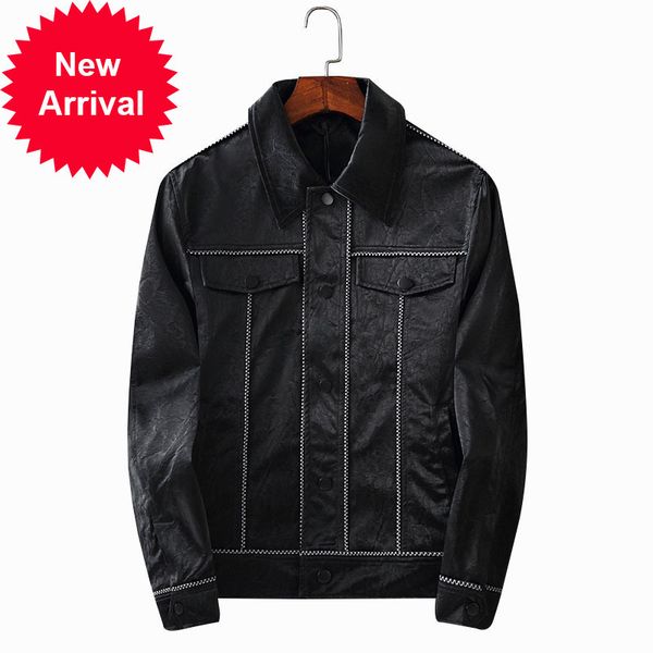 

kiovno fashion men luxury leather jackets punk black color outwear coats for male clothing, Black;brown