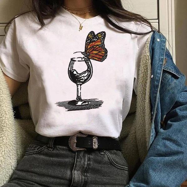 

print clothes graphic clothing women t shirt trend butterfly fashion printing tees female womens, White