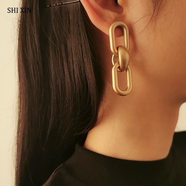 

dangle & chandelier shixin chunky chain earrings for women hiphop egirl big drop statement fashion acrylic earring exaggerated jewelry 2021, Silver