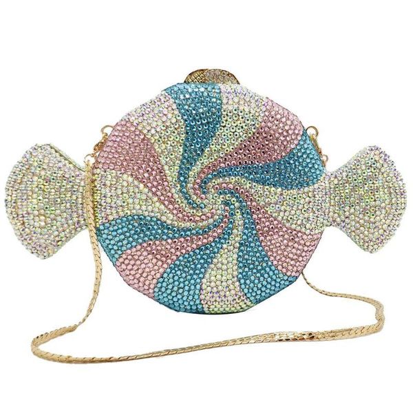

boutique de fgg pink & blue candy clutch crystal evening bags for women formal party cocktail rhinestones minaudiere handbags 220211