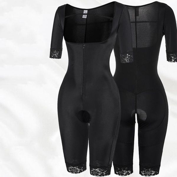 

women's shapers gothic lacy bodysuit corset 2021 postpartum slim hip lifting weight loss waist trainer zipper belly shaping body underw, Black;white