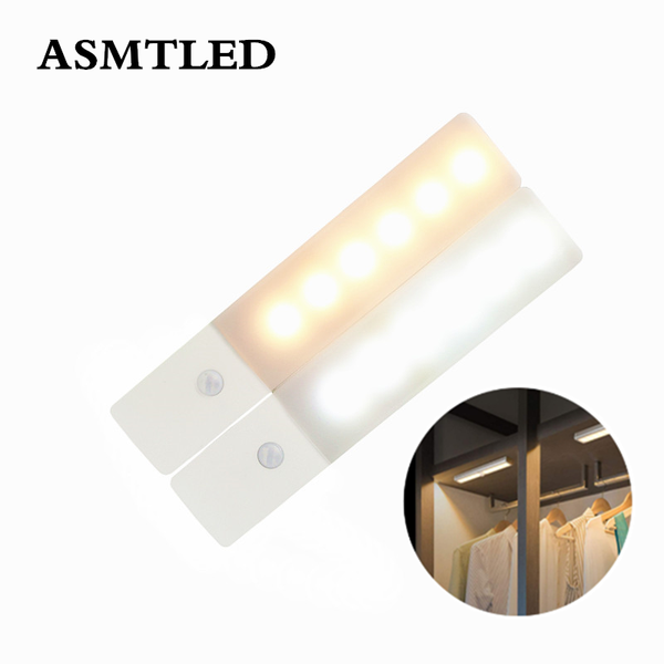 

led under cabinet light pir motion sensor lamp 6 led wireless usb rechargeable kitchen lights for wardrobe closets lamp lighting