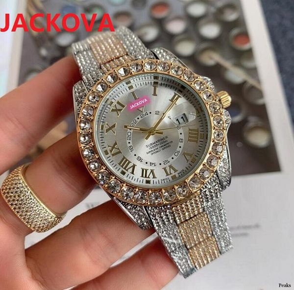 Luxo Designer Quartzo Movimento Lady Datay Diamantes Anel Roman Assista Alta Qualidade Completa Aço Inoxidável Homens Mulheres Mulheres relógios de pulso