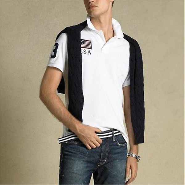 

brand big horse classic men polos national flag solid short sleeve 100% cotton summer mens ralp polo shirt manfashion femmen, White;black