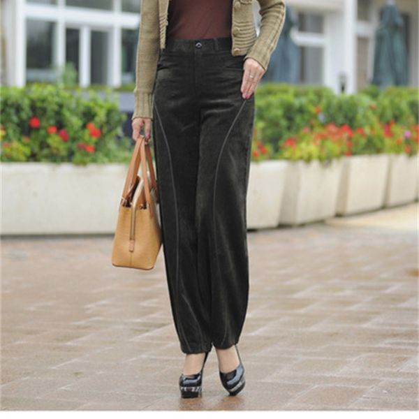 

autumn and winter velvet big size women's corduroy pants opuj, Black;white