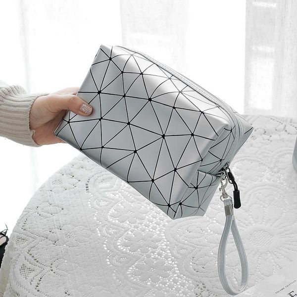 

cosmetic bags & cases women travel bag multifunction geometric makeup pu leather waterproof portable toiletries organizer make up