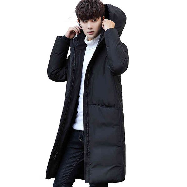 

add new clothing ets thick keep wear outside long warm men et hooded down winter coat male, Black