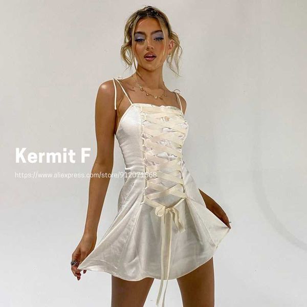 

casual dresses [kermit f] summer fashion design spaghetti straps slash neck slim bodycon cross binding low-cut backless party women's, Black;gray