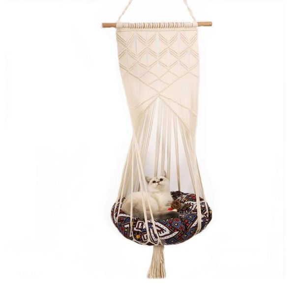 

cat beds & furniture handwoven hammock kitten cage macrame bed hanging soft chair for home decoration