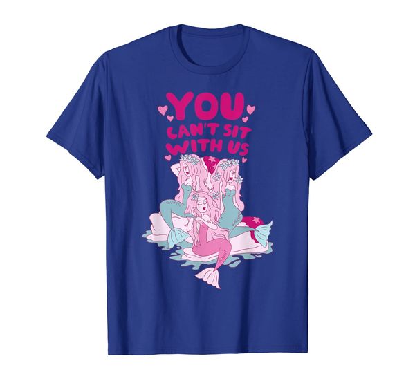 

you can't sit with us colorful mermaid girl women t-shirt, White;black