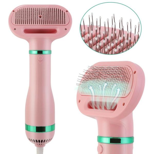 

dog home grooming furry drying upgraded pet hair dryer with slicker brush 3 heat settings one-button hair removal