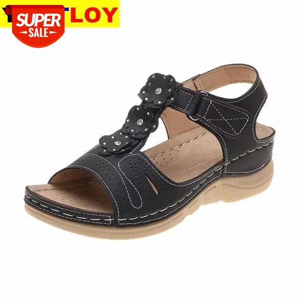 

2020 summer fashion sandals female sandals anti-cross braided wedge heel simple buckle and slippers #fi6i, Black