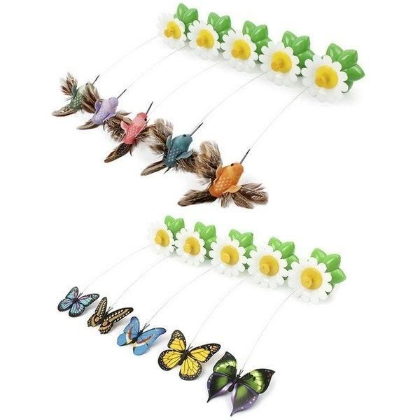 

cat toys pet kitten electric rotating bird flower teaser steel wire toy