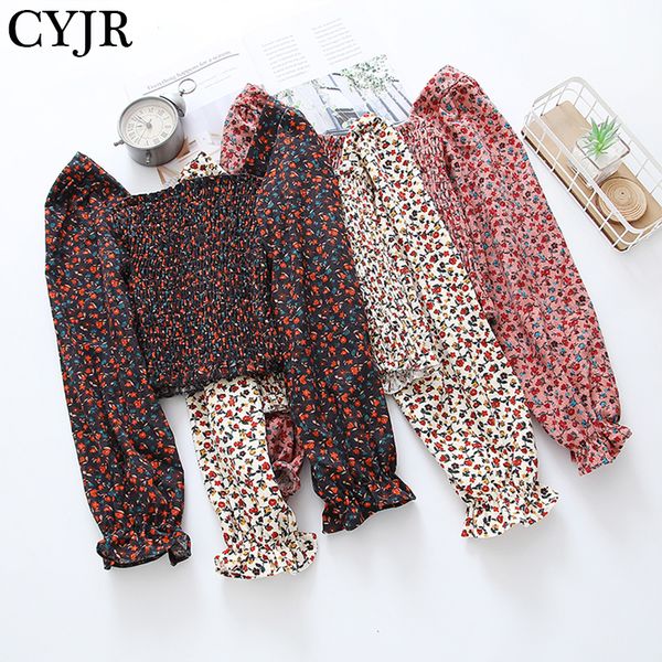 

elegance printed chic flowers soft velvet 2021 all new female games sweet high waist women's blouses 1zdt, White