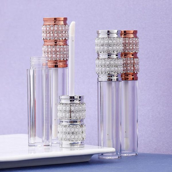 

storage bottles & jars 6ml round lip gloss tubes three-section rhinestone clear plastic empty containers filling cosmetic packaging