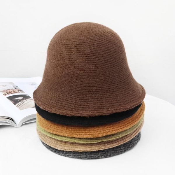 

wide brim hats 2021 panama warm winter women's bucket hat for teens felt wool, Blue;gray