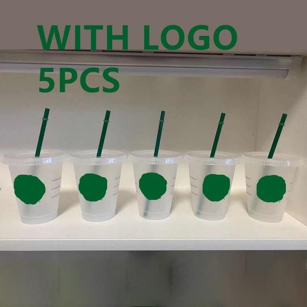 

mugs 473ml straw cup with logo lid reusable cups plastic tumbler cold coffee mug christmas party gift support dropship