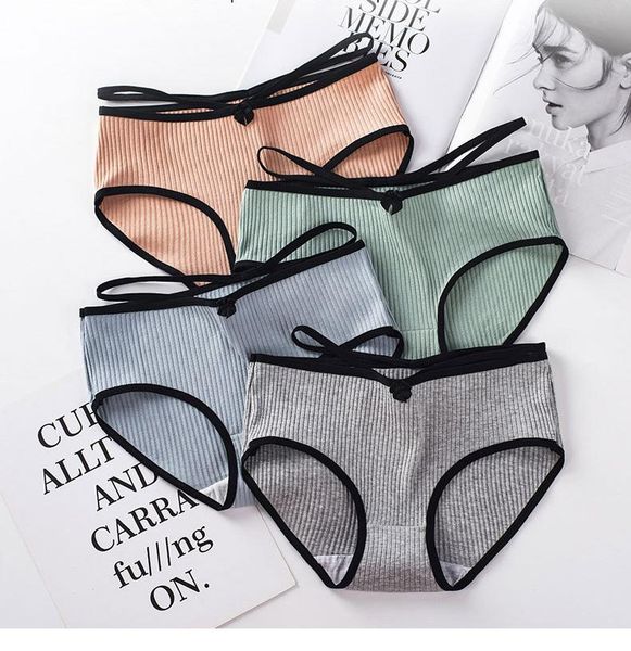 

women's panties plus size soft cotton briefs panty for female solid seamless belt mid rise underwear lady comfort underpants lingerie, Black;pink