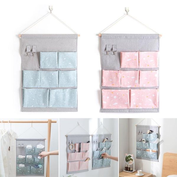 

lovely snow hanging closet multi-grid storage bag with 7 pockets household hanging storage bag organizer dropshipping-v12