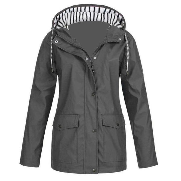 

women's trench coats solid color rain coat outdoor hiking jackets 2021 autumn female waterproof hooded raincoat windproof, Tan;black