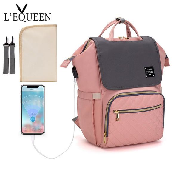 

diaper bags lequeen backpack large capacity nappy bag waterproof maternity travel nursing baby care stroller handbags usb design