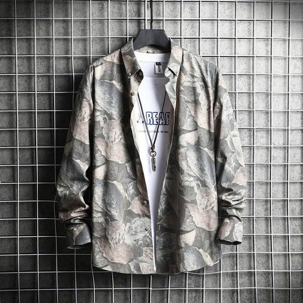 

men's casual shirts shirt autumn 2021 clothing slim-fit long-sleeved trend lapel printed men, White;black