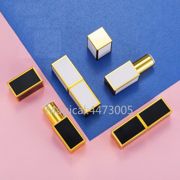 

storage bottles & jars 10/30/50pcs magnetic buckle 12.1mm black white gold rim empty lipstick tube lip container shell packaging cosmet
