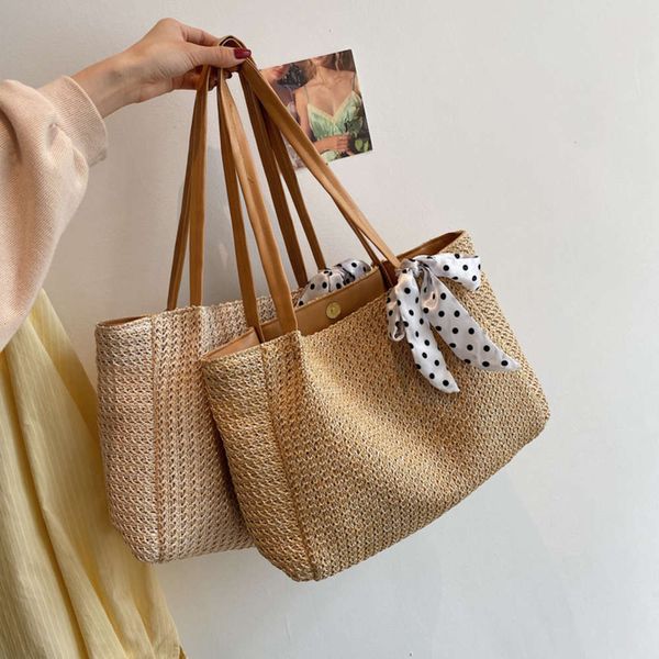 

classic handbag summer large capacity straw woven shoulder bag 2021 korean casual western style fairy beach pochette