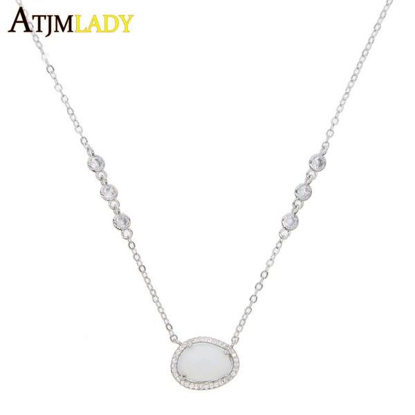 

pendant necklaces kolye promotion collares fashion elegant jewelry drop cz necklace choker color lady women delicate oval charm, Silver
