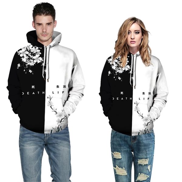 

yin yang gossip black white men women hoodie death life skeleton piano keys poker astronaut moon jigsaw print tracksuit pullover