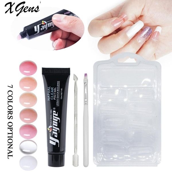 

nail gel xgens 15ml poly kits uv polish qucik building varnish 7 colors for nails extension manicure salon, Red;pink