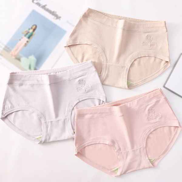 

cotton crotch girl middle waist breathable briefs, Black;pink