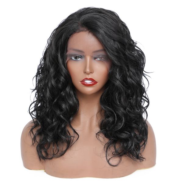 

costume accessories 13*1.5 part lace wig ombre red gold 18 inch loose wave hair for black women 130% density shoulder medium long, Silver