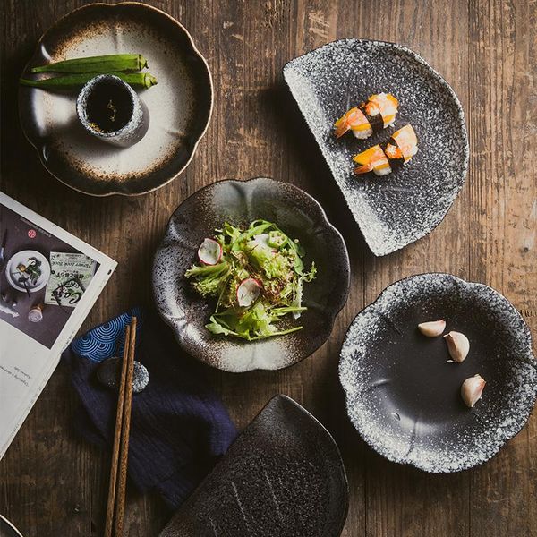 

dishes & plates retro cuisine flat plate dessert household shaped table set japanese ceramic sushi dish flower shape fruit