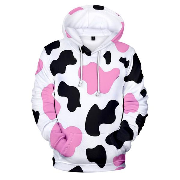 

men's hoodies & sweatshirts kawaii cow print pullovers women/men hoodie sweatshirt japanese streetwear hip hop casual loose anime kids, Black