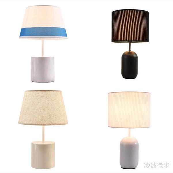 

modern simple cloth table lamp warm bedroom bedside lamp