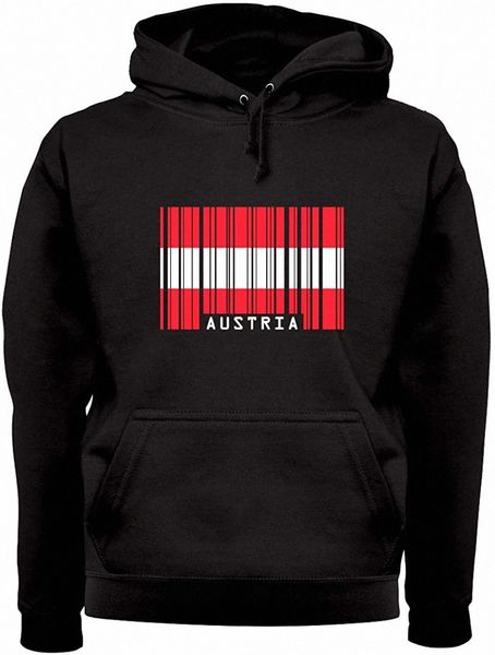 

men's hoodies austria barcode style flag premium hoodie/hooded 06dp#, Black