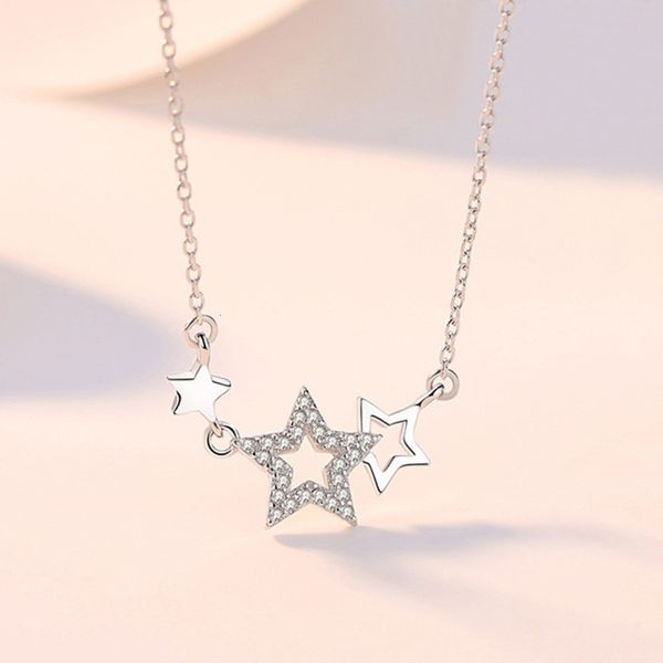 

hbp luxury simple small fresh star necklace fashion women's korean pentagram clavicular chain pendant, Silver