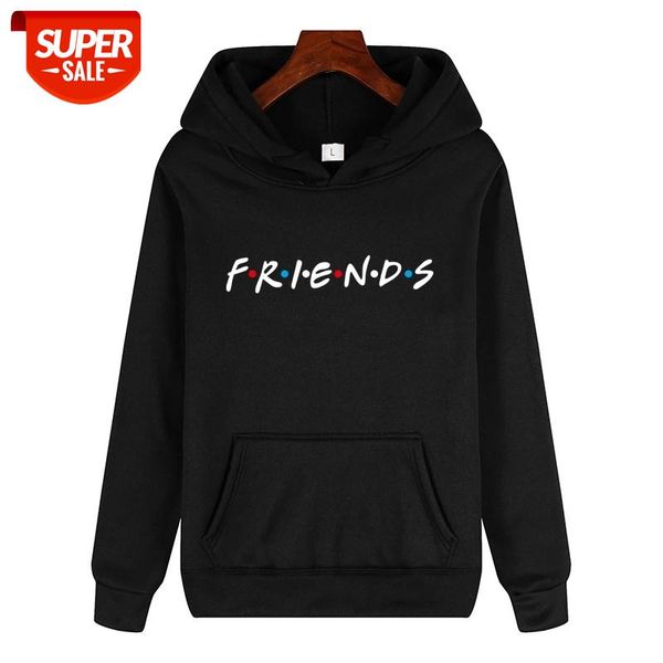 

men/women hoodies friends harajuku letters print pocket warm thicken pullovers hip hop loose solid female fitness sweatshirts #nc69, Black