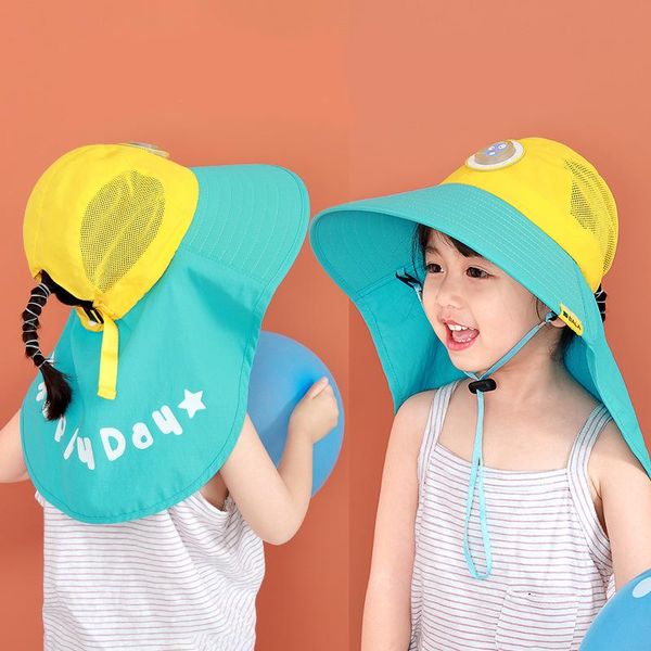 

caps & hats summer kids sun hat adjustable baby cap for boys travel beach girl infant accessories children protection, Yellow