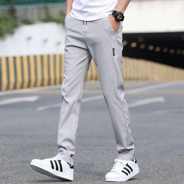 

business casual slim elastic loose sports trend youth versatile men's straight pants, Black