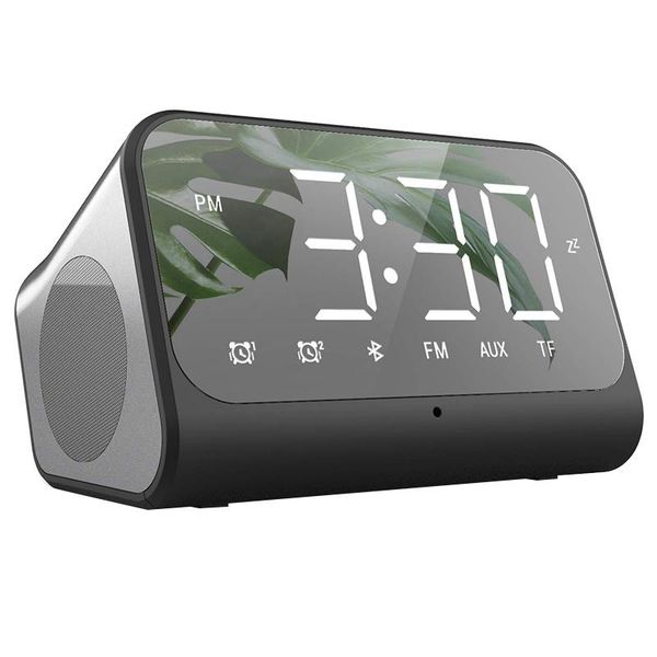 

digital led display alarm clock radio with bluetooth speaker, portable clock for bedroom and office, adjustable volume