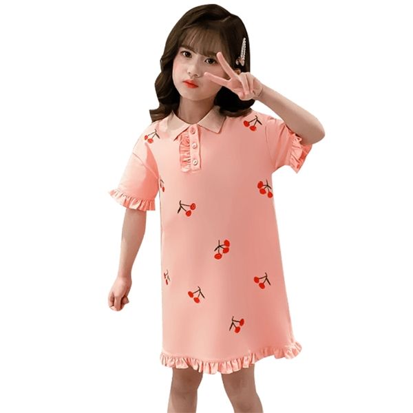 

teenage girls dress cherry party est child summer costumes for 210528, Red;yellow
