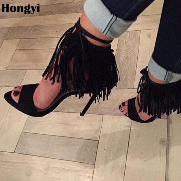

hongyi high heels sandals women cross strappy gladiator sandals women summer shoes woman instagram, Black