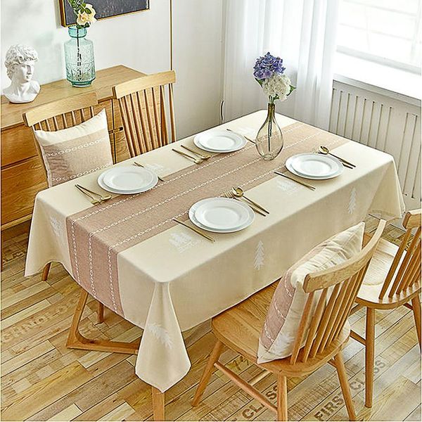 

l home dining table modern rectangular linen waterproof and oil-proof tassel tablecloth coffee table tablecloth