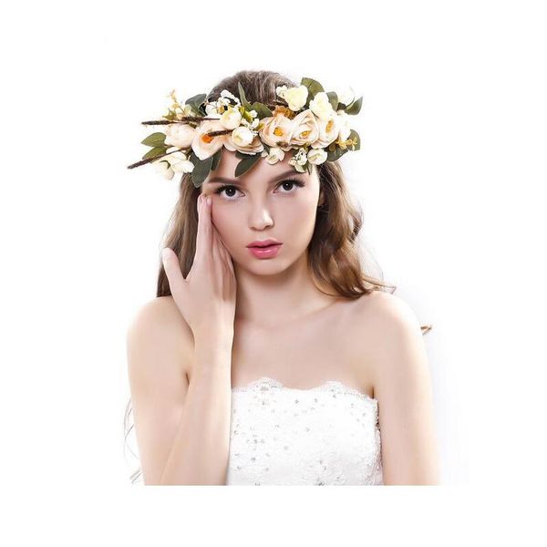 

women flowers wreath bridal flower crown headband kids party flower hairband korean hair accessories adjustable floral qyldsm